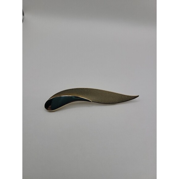 Vintage Brooch Pin Gold Tone Two Tone Textured Abstract Designer Jewelry - Picture 7 of 14